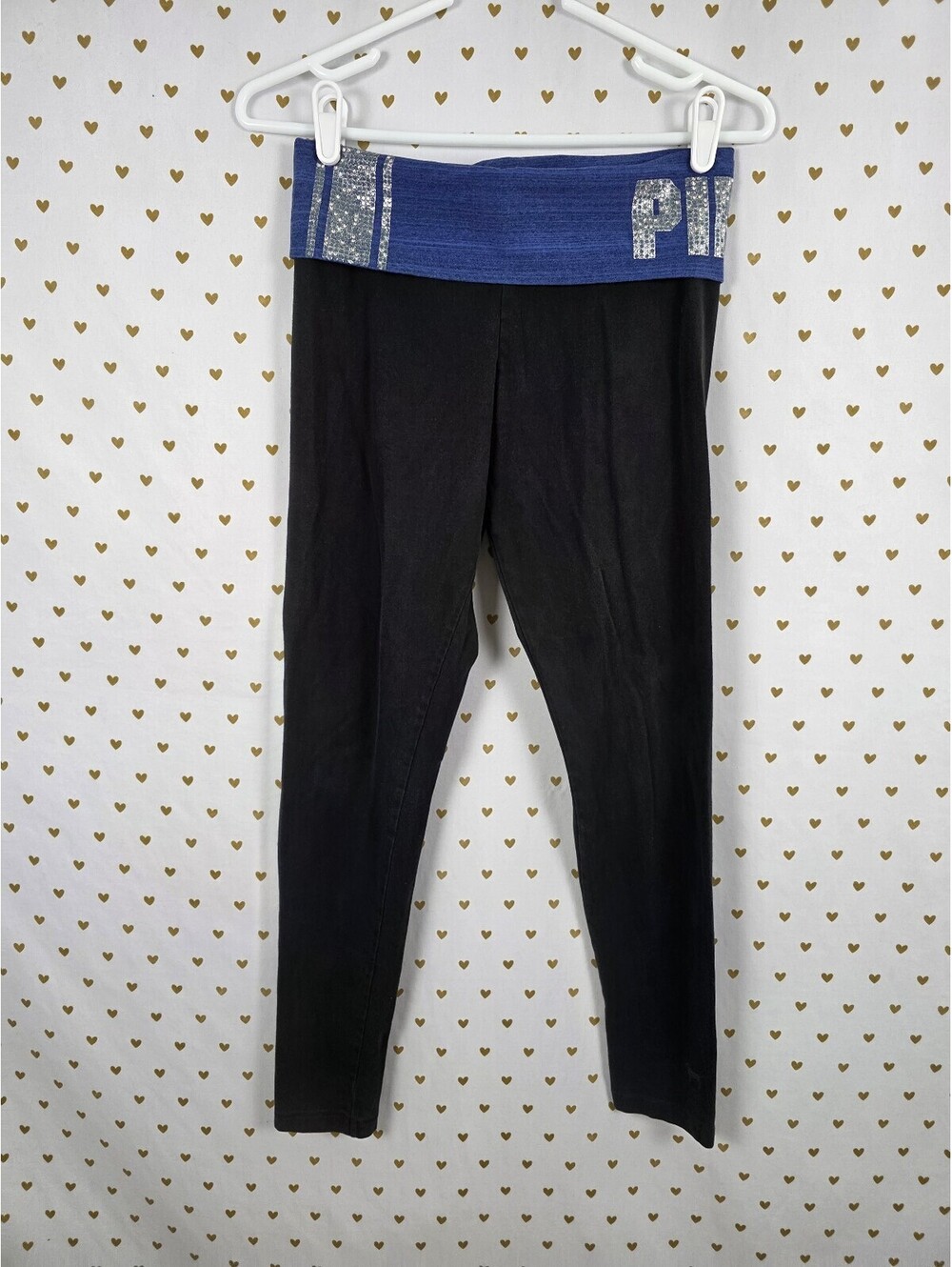 Victorias Secret PINK Vintage Bling Y2k Foldover Yoga Pants Ankle Skinny Small